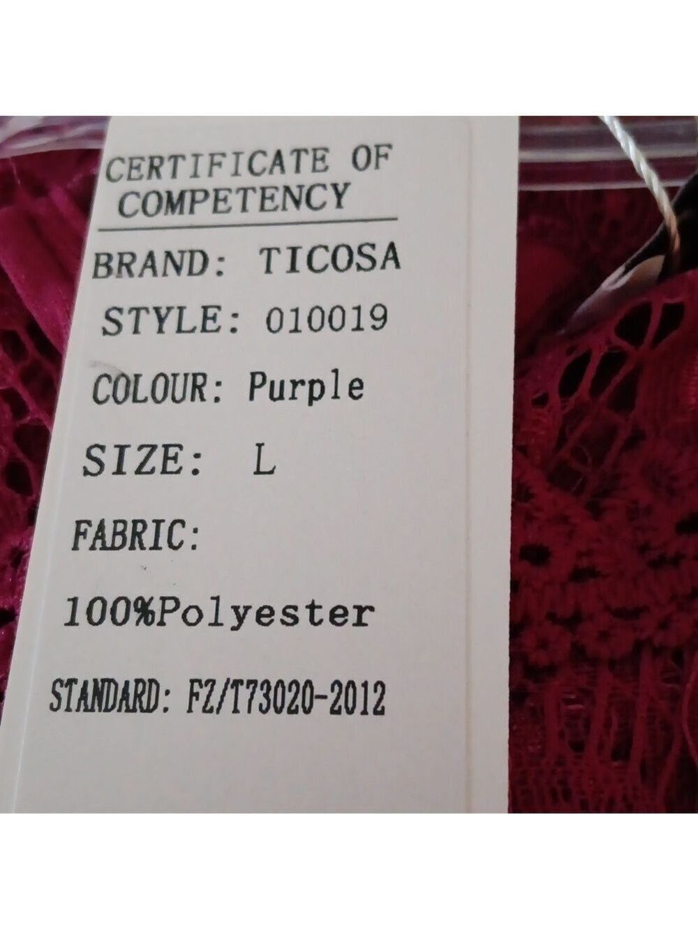 TICOSA Color Purple Zip Back Lace Formal Dress NWT Size L No - Picture 10 of 14